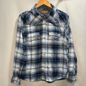 Jachs Girlfriend Blue Plaid Flannel Button Down Shirt Women’s Medium